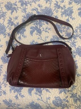 Vera Wang Burgundy Crossbody Bag with Textured Front